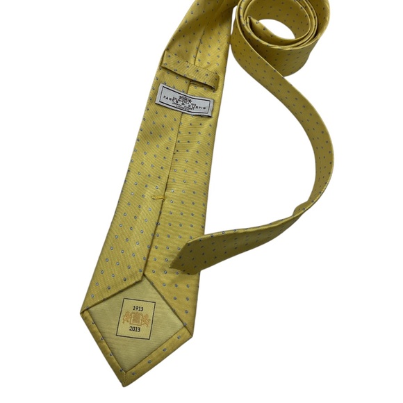 HAWES & CURTIS Gold/Blue Polka Dot Silk DESIGNER Tie ENGLAND - Picture 2 of 4